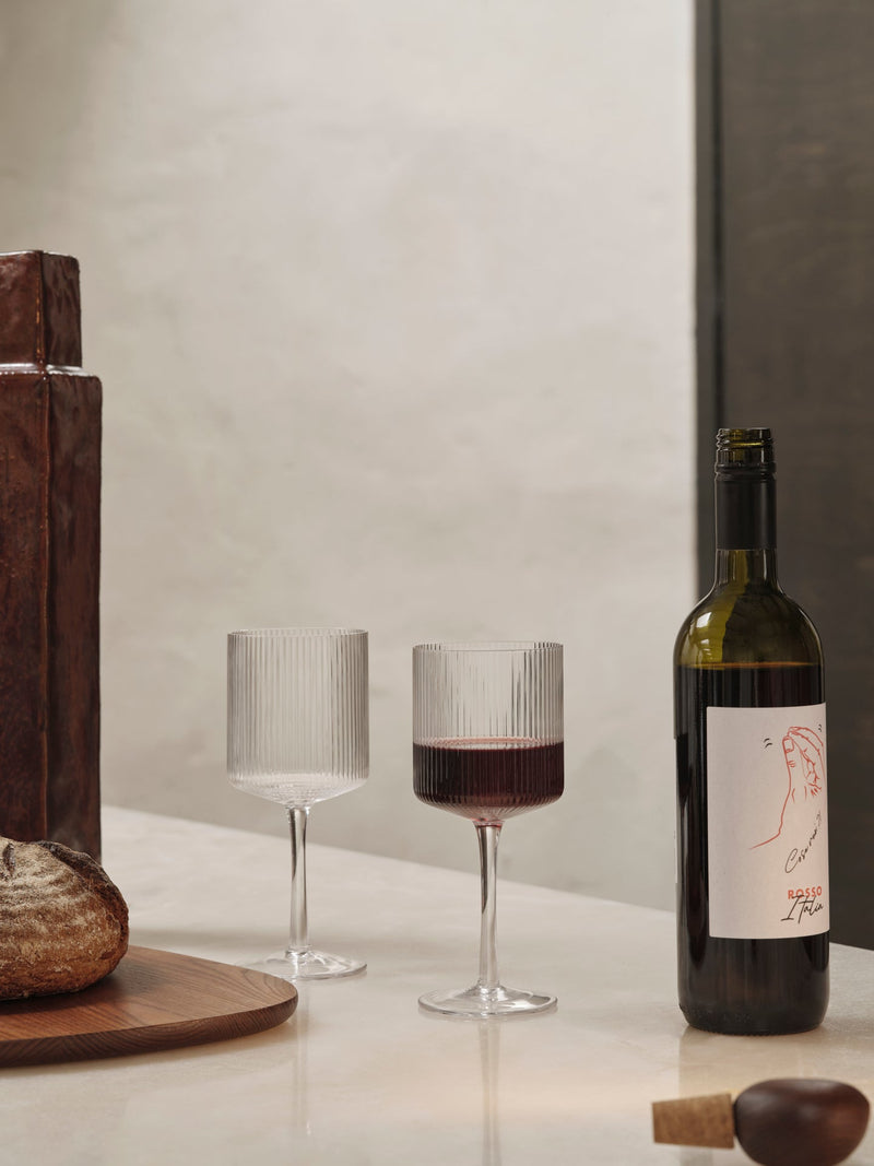 Ripple Red Wine Glasses - Set of 2 - Ferm Living - Glassware - Clear - HORNE