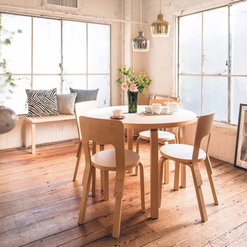 Round Table 90A by Alvar Aalto - Artek Tables + Desks - White Laminate Top - HORNE