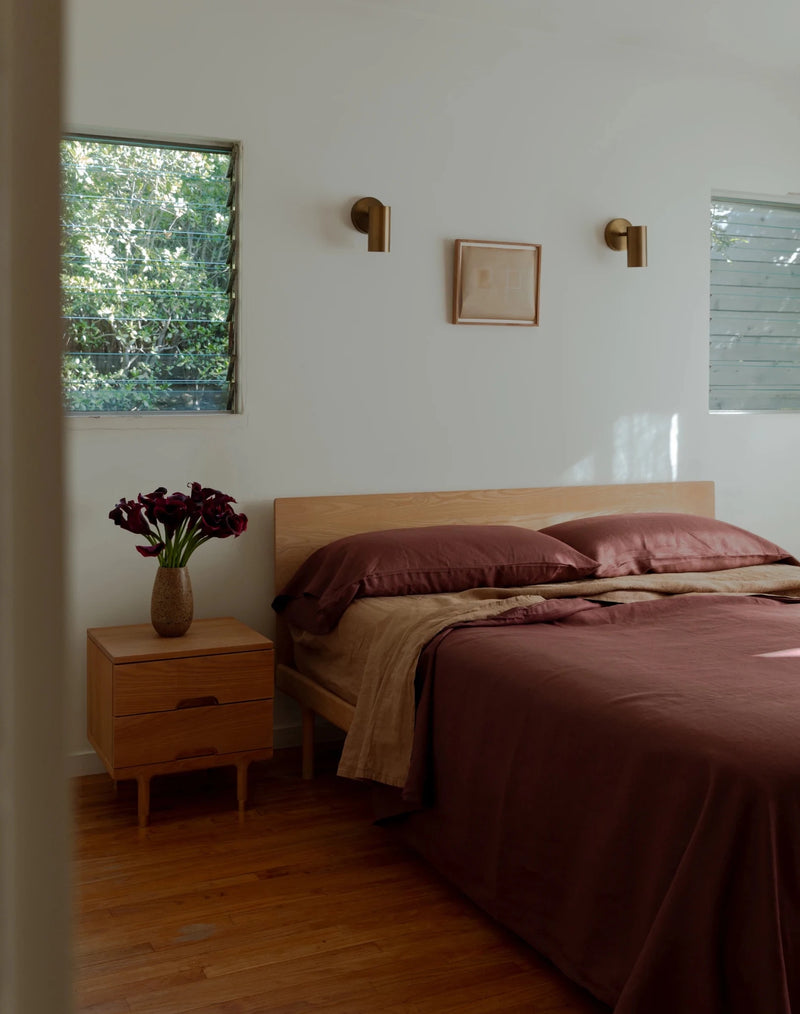 Simple Bed - Walnut - Kalon Studios Beds - Twin - Without Headboard - Brass - HORNE