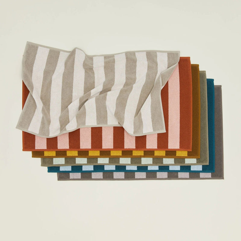 Simple Striped Terry Bath Mat - Hawkins New York Bath - Ivory/Flax - HORNE