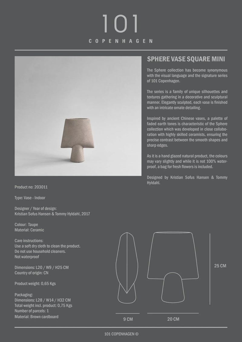 Sphere Vase Square - 101 Copenhagen Vases - Big - Dark Grey - HORNE