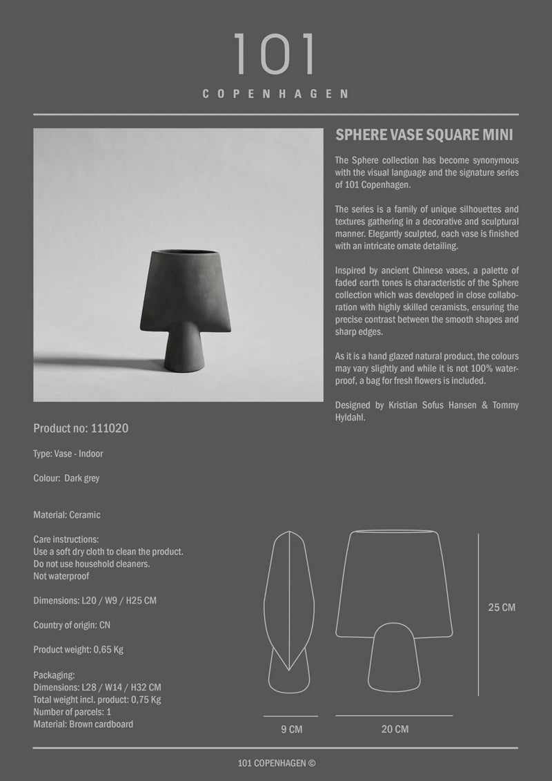 Sphere Vase Square - 101 Copenhagen Vases - Big - Dark Grey - HORNE