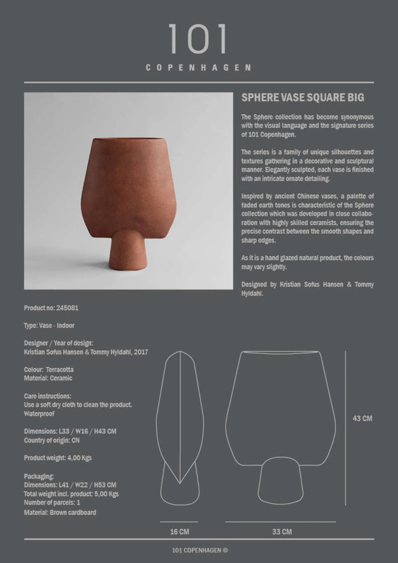 Sphere Vase Square - 101 Copenhagen Vases - Big - Dark Grey - HORNE