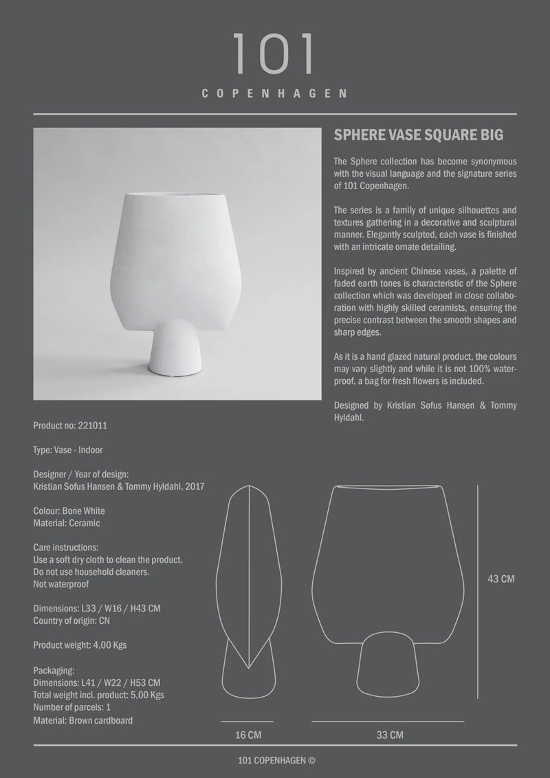 Sphere Vase Square - 101 Copenhagen Vases - Big - Dark Grey - HORNE