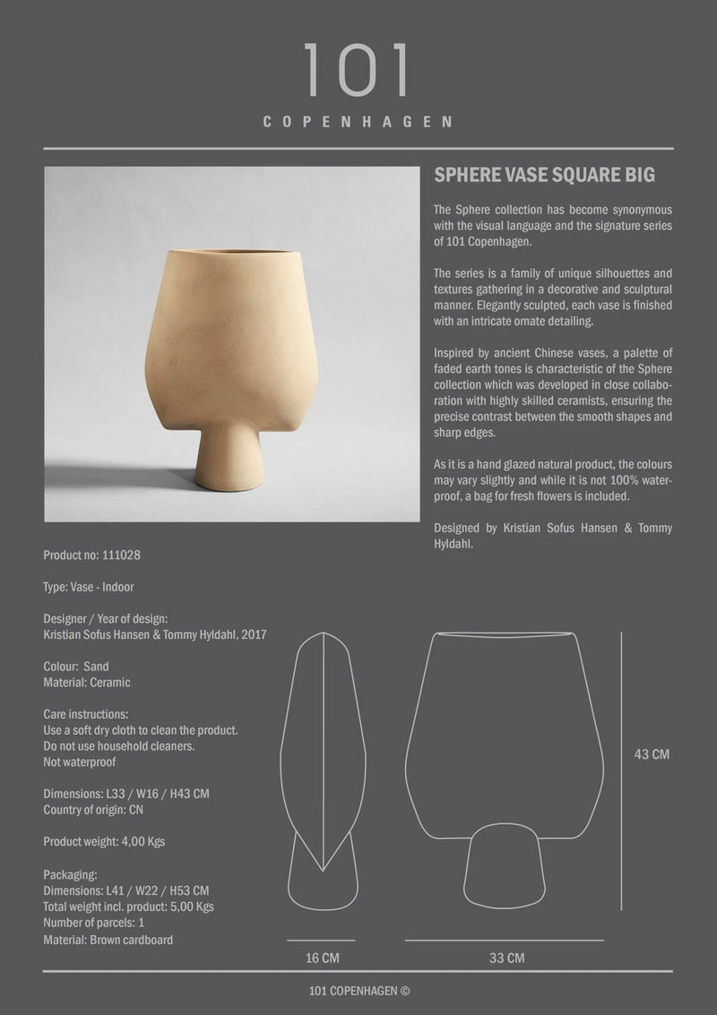 Sphere Vase Square - 101 Copenhagen Vases - Big - Dark Grey - HORNE