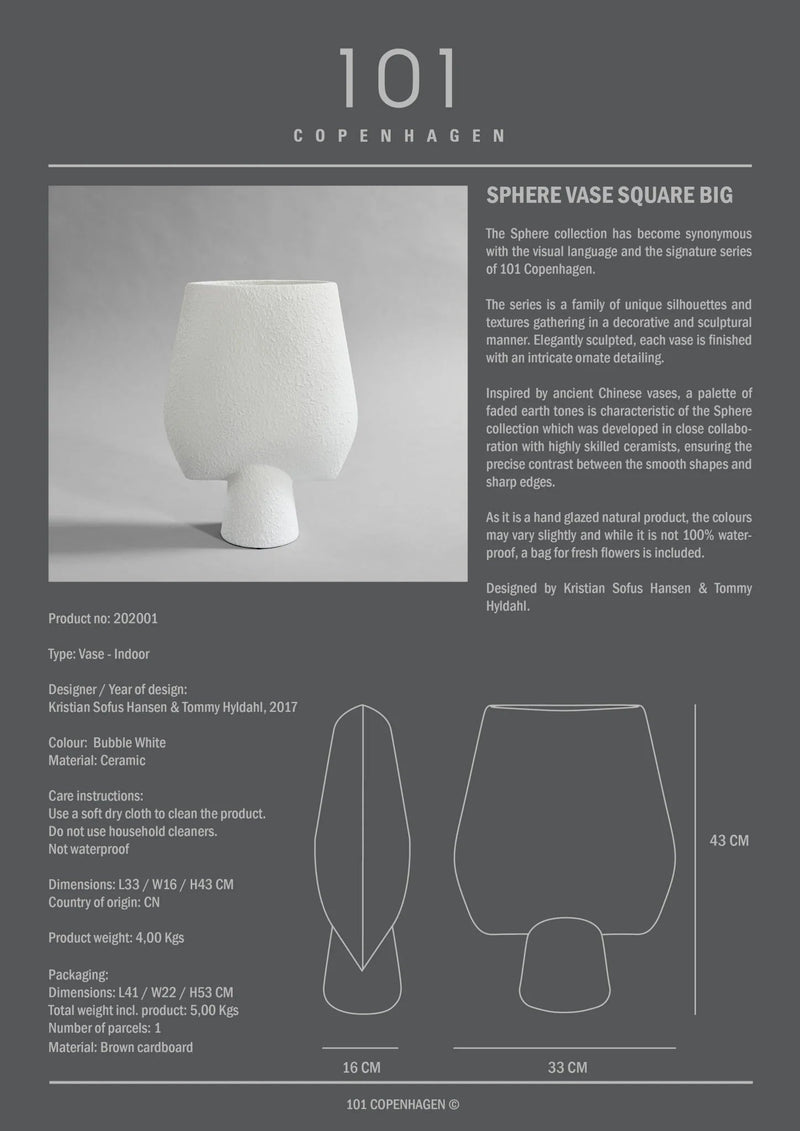 Sphere Vase Square - 101 Copenhagen Vases - Big - Dark Grey - HORNE