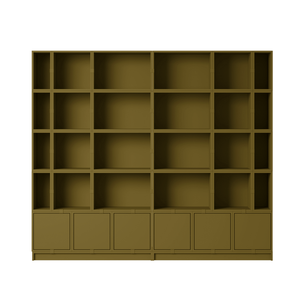Stacked Storage System - Bookcase - Con 1 - Muuto Shelving - Brown Green - HORNE