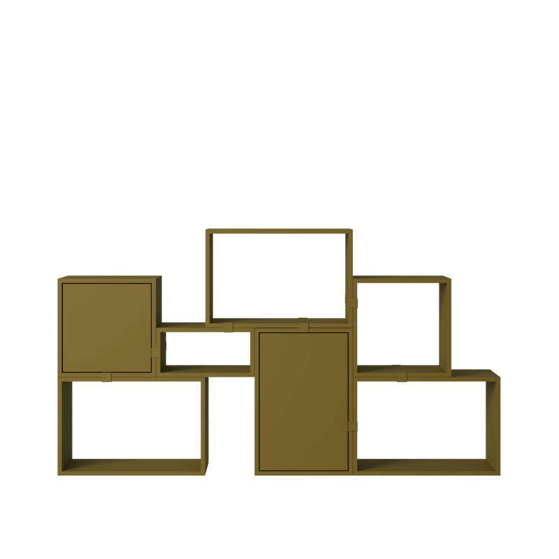 Stacked Storage System - Bookcase - Con 6 - Muuto Shelving - Brown Green - HORNE
