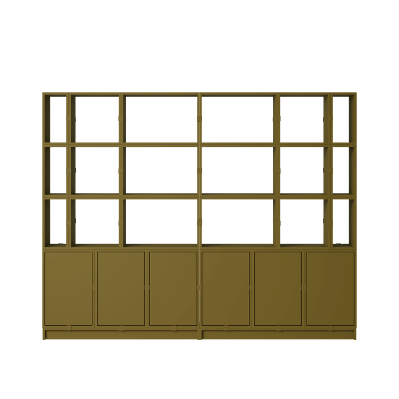 Stacked Storage System - Office Storage - Con 2 - Muuto Shelving - Brown Green - HORNE