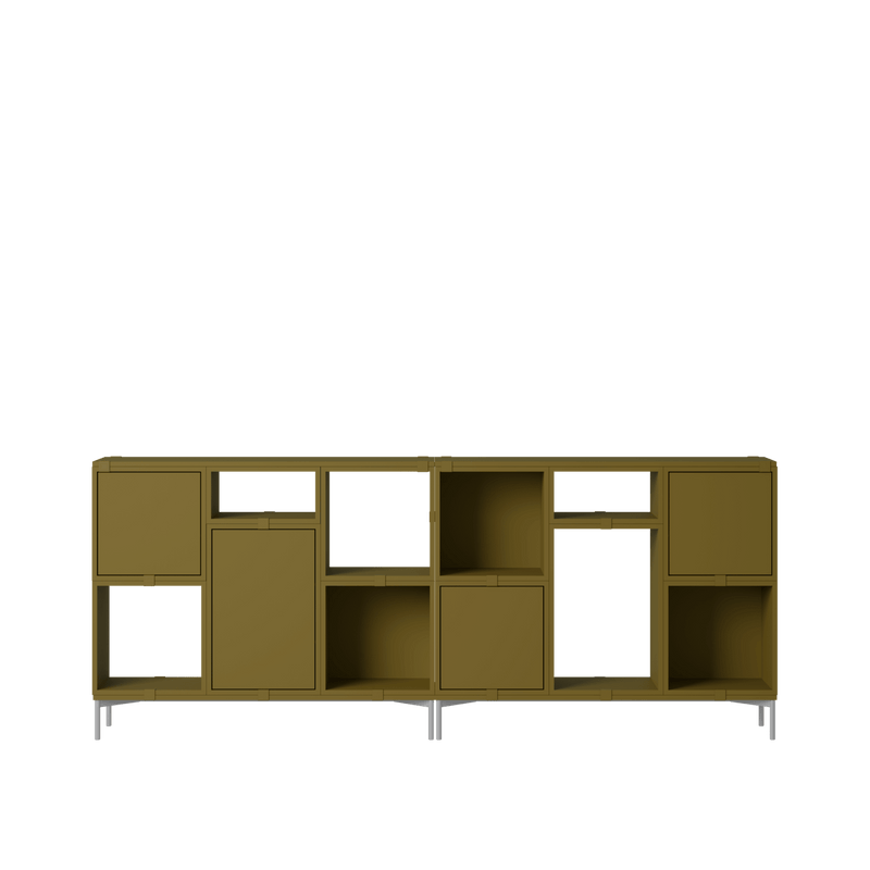 Stacked Storage System - Office Storage - Con 3 - Muuto Shelving - Brown Green - HORNE