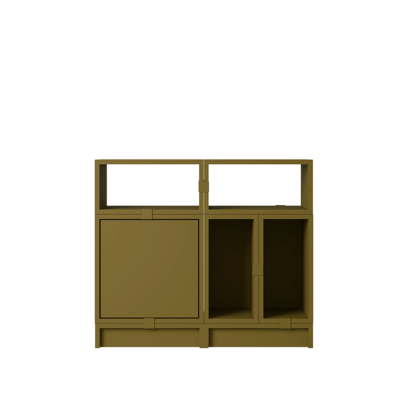 Stacked Storage System - Office Storage - Con 5 - Muuto Shelving - Brown Green - HORNE