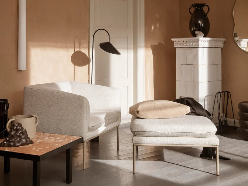 Turn Pouf - Ferm Living Stools + Benches + Ottomans - Cotton Linen - Natural - HORNE