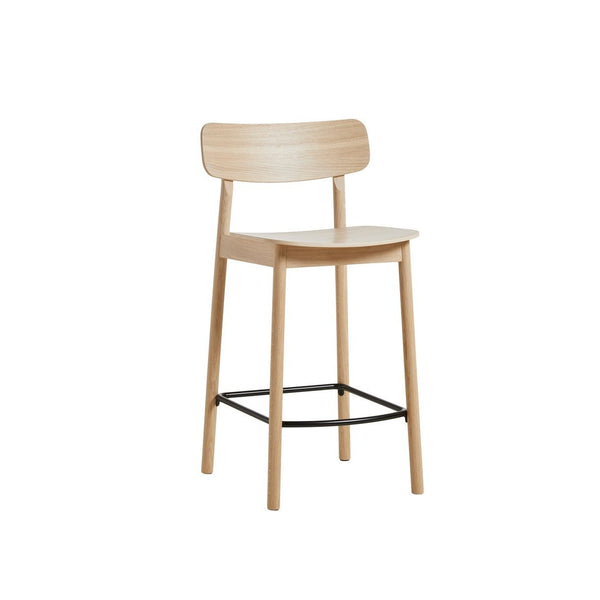 woud Soma Counter Chair - Woud - Chairs - White Pigmented Lacquered Oak w/ Black Painted Metal Foot Rest - HORNE