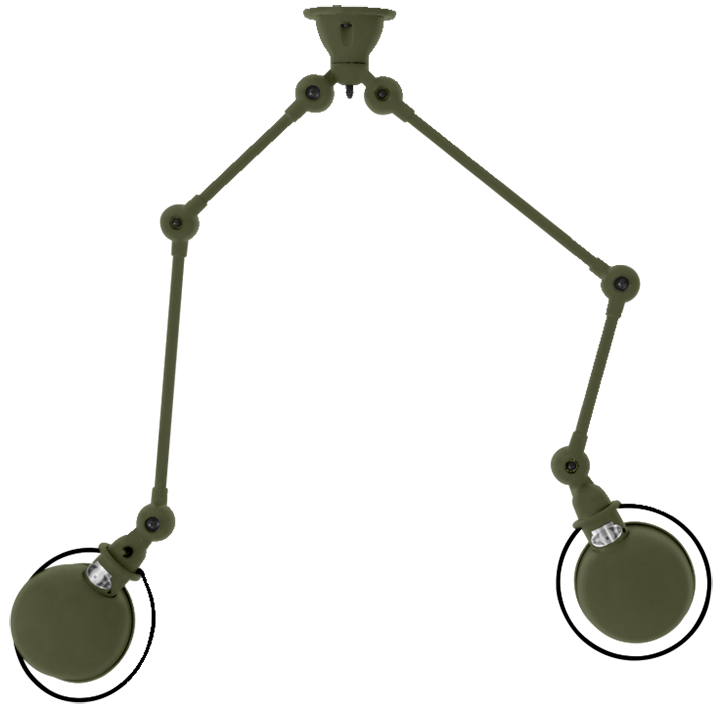 Loft Double - Arm Ceiling Light - SKY4224 - Jielde - Ceiling Lights - Glossy - Burgundy - RAL3005 - HORNE