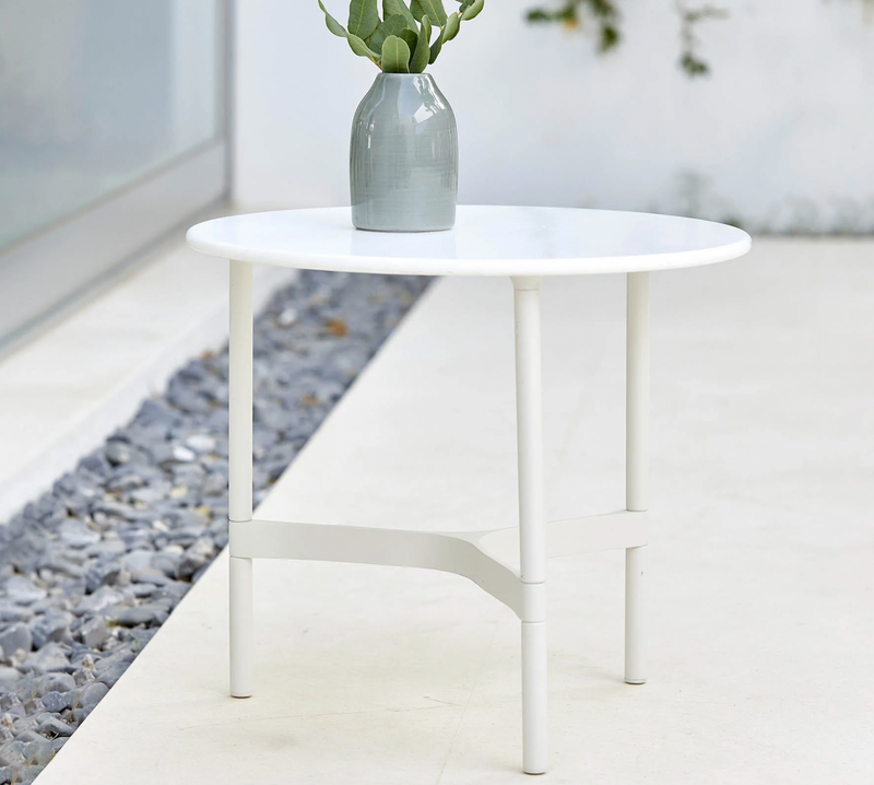 Twist Round Coffee Table - Cane Line - Tables + Desks - Small - Light Grey - Fossil Black Ceramic - HORNE