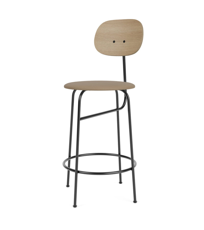 Afteroom Counter Chair Plus - Upholstered Seat - Audo Copenhagen - Stools + Benches + Ottomans - Natural Oak/ Audo Boucle - Gold 06 - HORNE