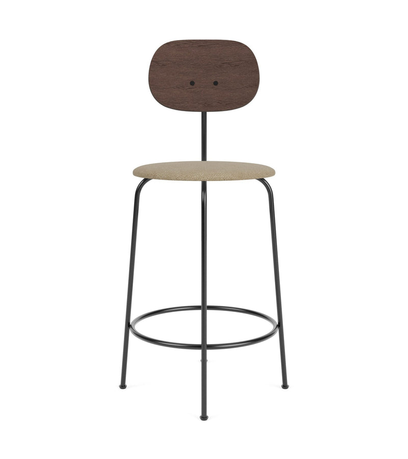 Afteroom Counter Chair Plus - Upholstered Seat - Audo Copenhagen - Stools + Benches + Ottomans - Natural Oak/ Audo Boucle - Gold 06 - HORNE