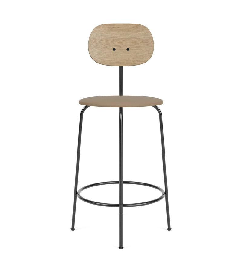 Afteroom Counter Chair Plus - Upholstered Seat - Audo Copenhagen - Stools + Benches + Ottomans - Natural Oak/ Audo Boucle - Gold 06 - HORNE