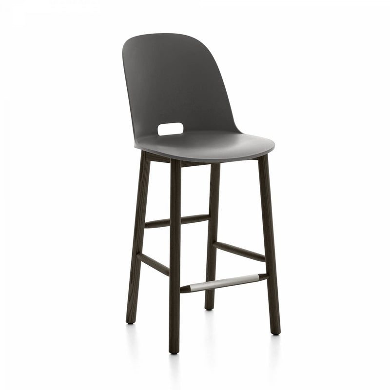 Alfi Counter High Back Stool - Emeco - Stools + Benches + Ottomans - Dark Brown - Ash - HORNE