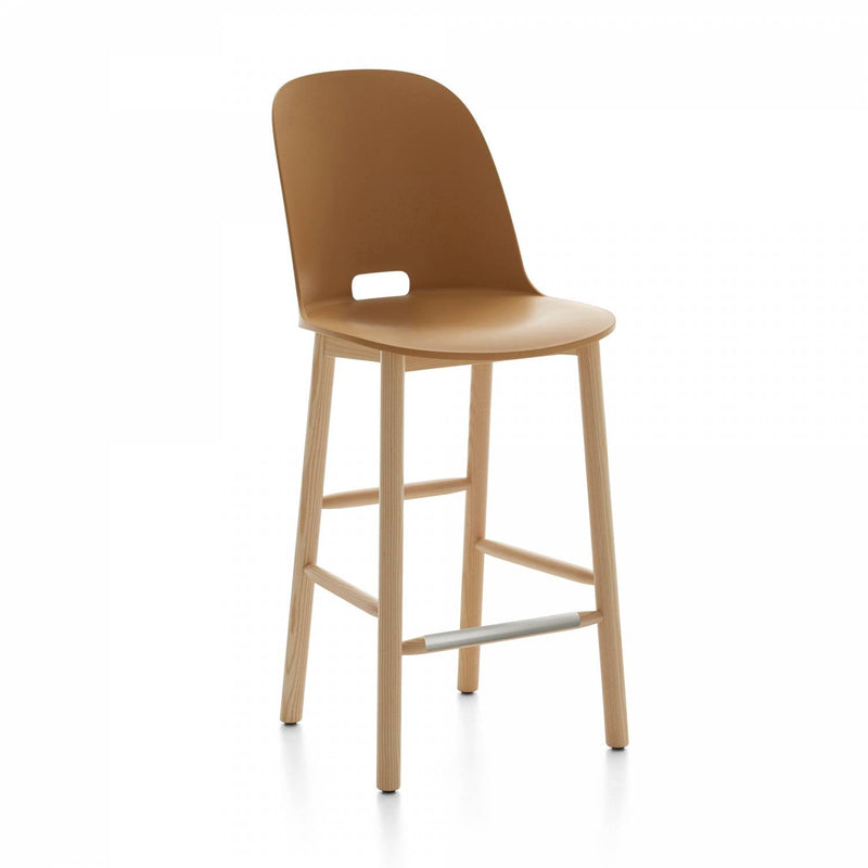 Alfi Counter High Back Stool - Emeco - Stools + Benches + Ottomans - Dark Brown - Ash - HORNE