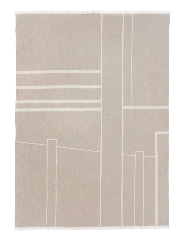 Architecture Throw - Cotton - Kristina Dam - Blankets + Throws + Pillows - Beige - HORNE