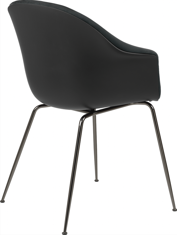 Bat Dining Armchair, Front Upholstered - Chrome Base - Gubi - Chairs - Black - Black Chrome - Canvas 2 - 0674 - HORNE