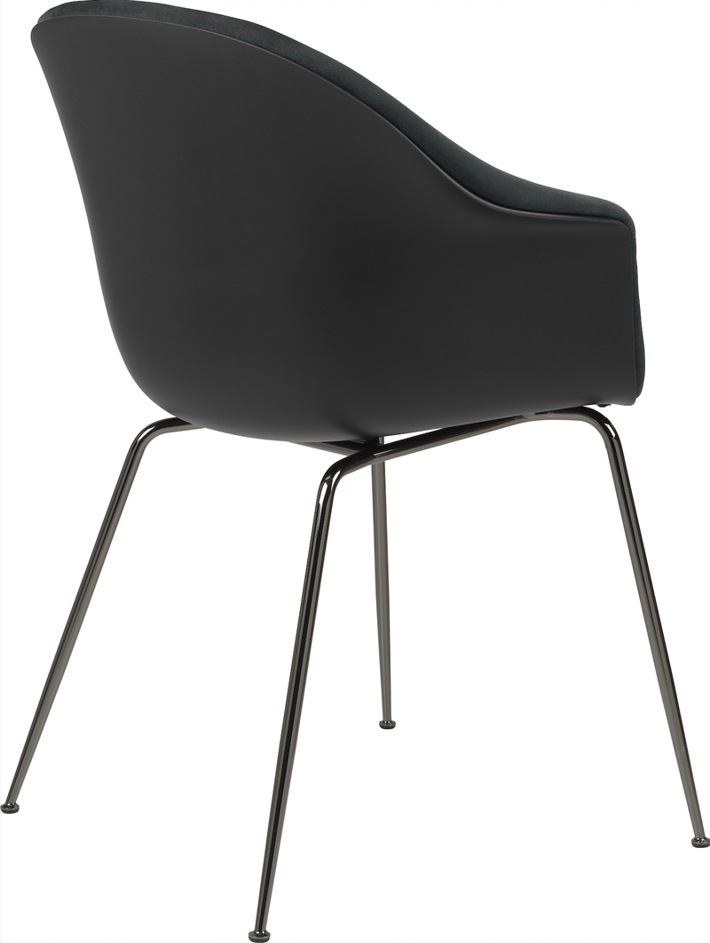 Bat Dining Armchair, Front Upholstered - Chrome Base - Gubi - Chairs - Black - Black Chrome - Canvas 2 - 0674 - HORNE