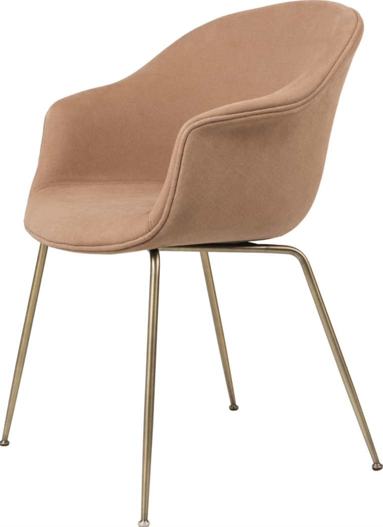 Bat Dining Armchair, Fully Upholstered - Antique Brass Base - Gubi - Chairs - Canvas 2 - 0674 - HORNE