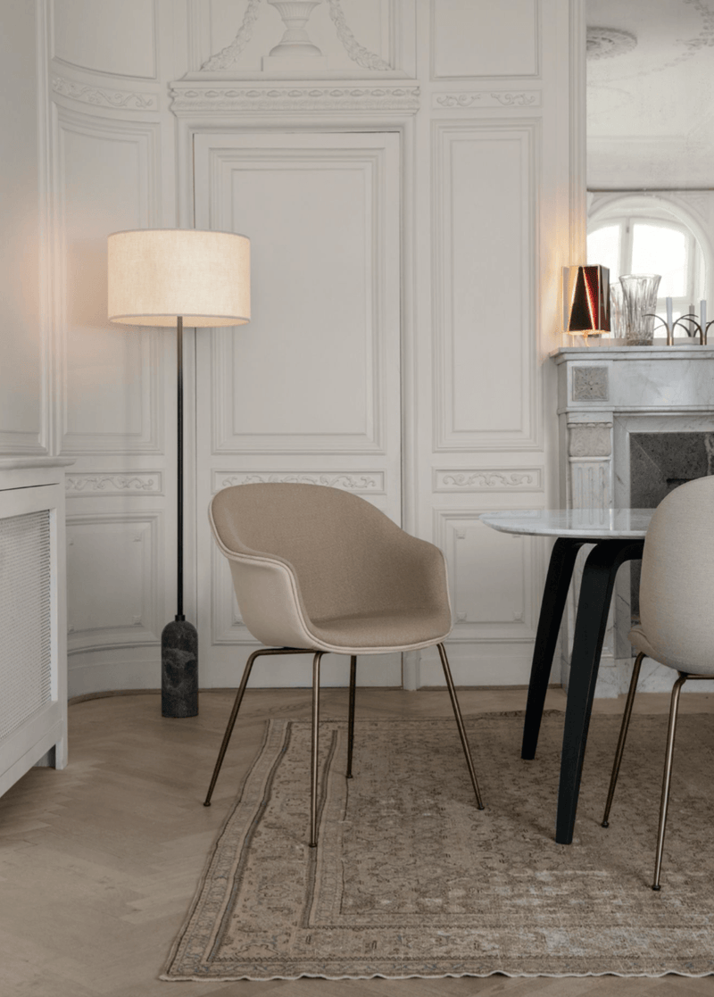 Bat Dining Armchair, Fully Upholstered - Black Chrome Base - Gubi - Chairs - Canvas 2 - 0674 - HORNE