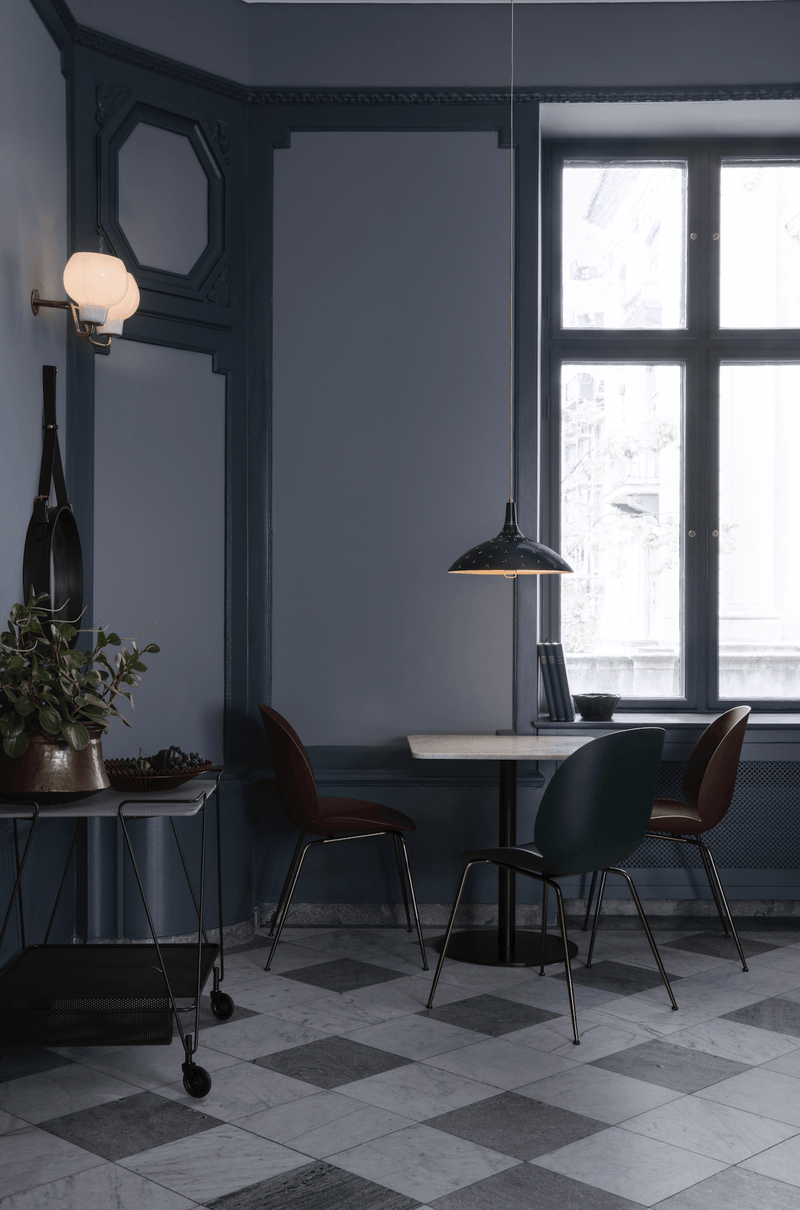 Beetle Dining Chair - Matte Brass Base - Gubi - Chairs - Alabaster White - HORNE