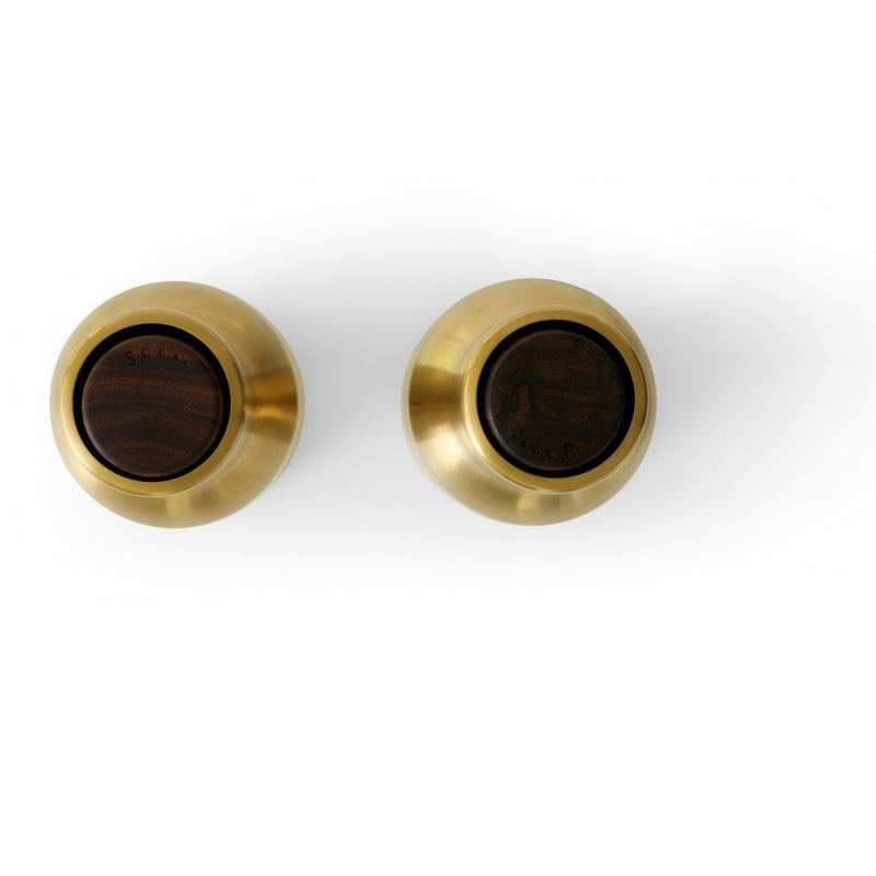 Bottle Grinders - Set of 2 - Audo Copenhagen - Kitchen Tools - Bronzed Brass - Walnut Lid - HORNE