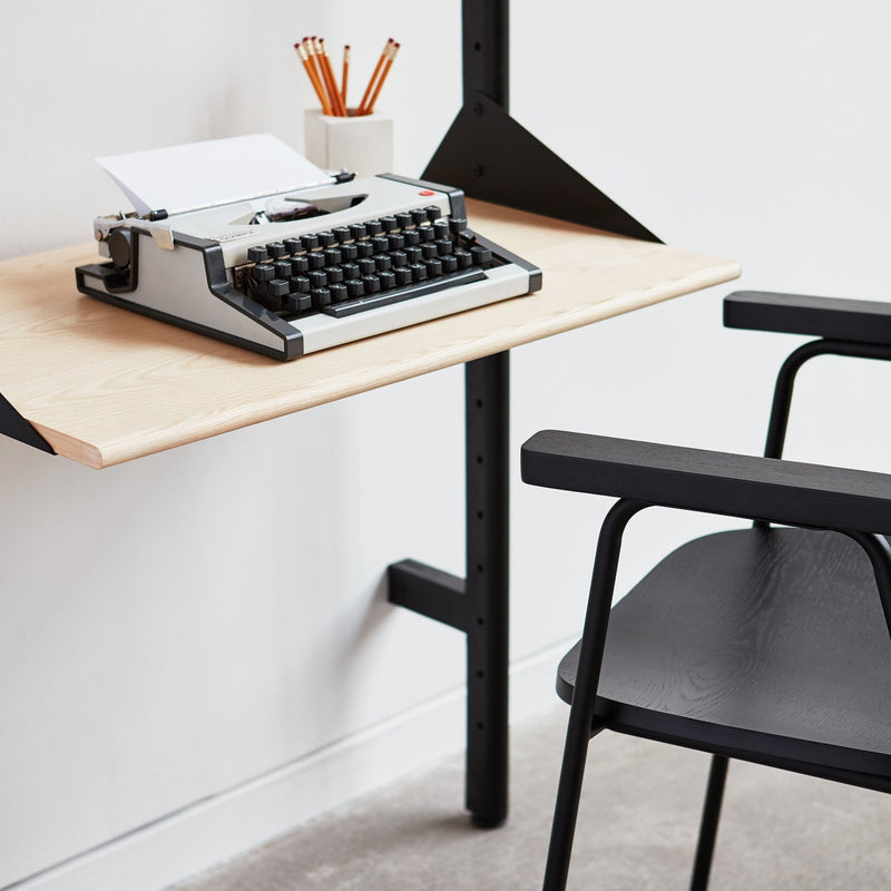 Branch - 3 Shelving Unit with Desk - Gus* Modern - Shelving - Blonde Frame/White Brackets - HORNE