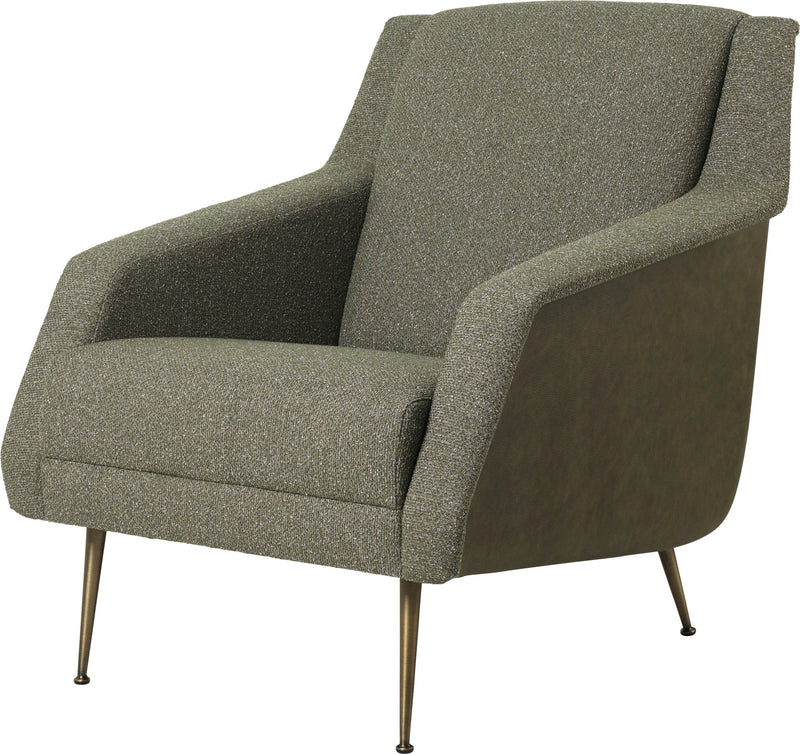 CDC.1 Lounge Chair - Conic Legs - Gubi - Chairs - Antique Brass - Around Bouclé 141 + Army Leather - HORNE