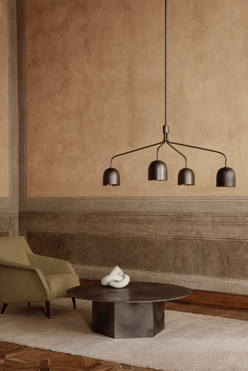CDC.1 Lounge Chair - Conic Legs - Gubi - Chairs - Antique Brass - Around Bouclé 141 + Army Leather - HORNE