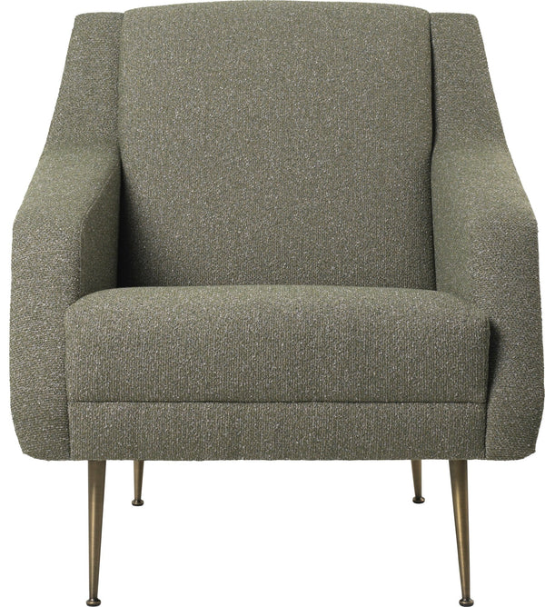 CDC.1 Lounge Chair - Conic Legs - Gubi - Chairs - Antique Brass - Around Bouclé 141 + Army Leather - HORNE
