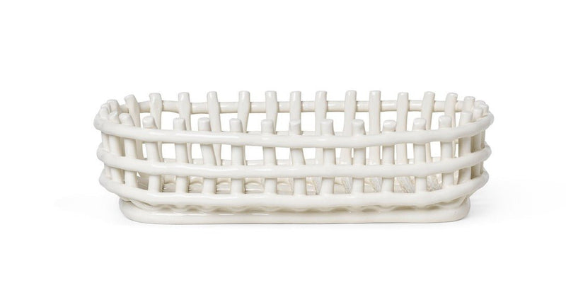 Ceramic Basket - Ferm Living - Storage + Organization - Small - Blue - HORNE