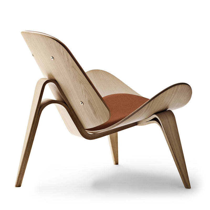 Retro wood and leather shell chair