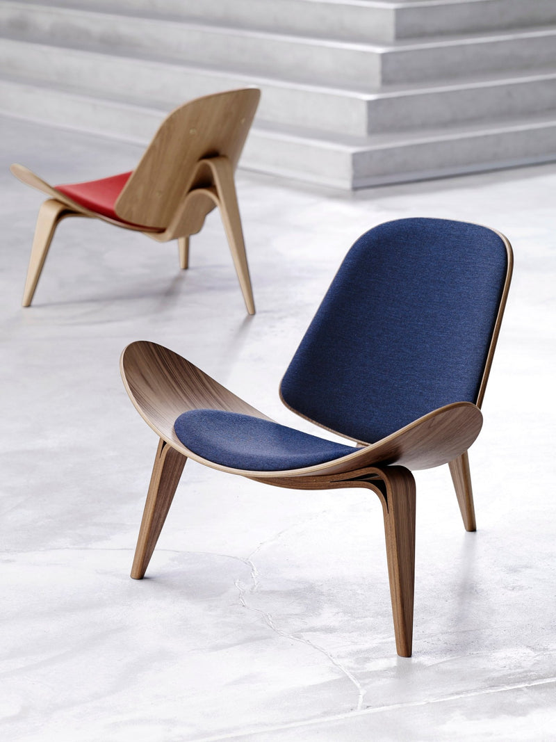Retro wood and leather shell chair