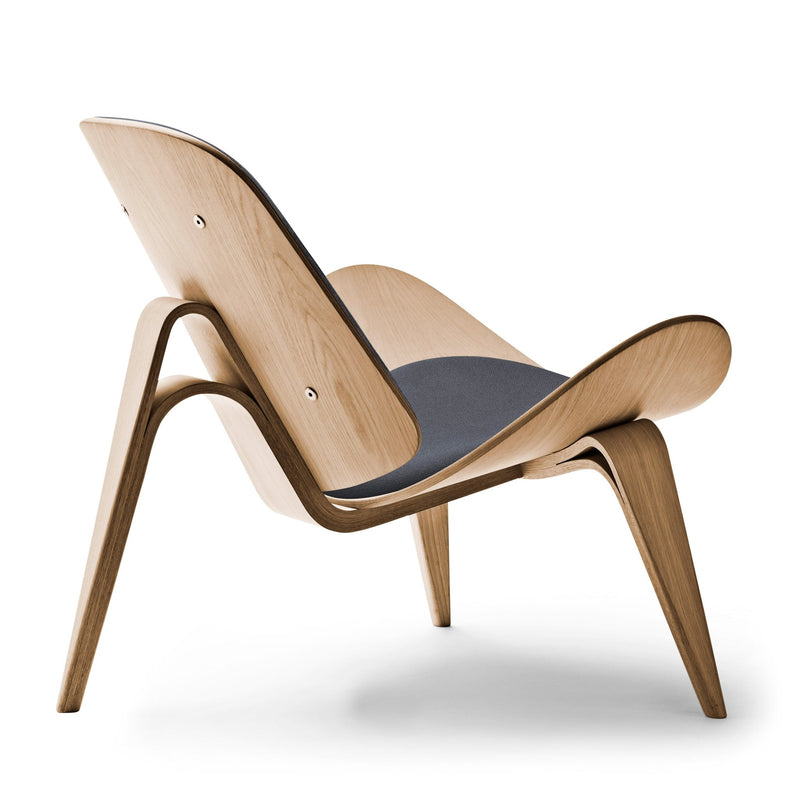 Retro wood and leather shell chair