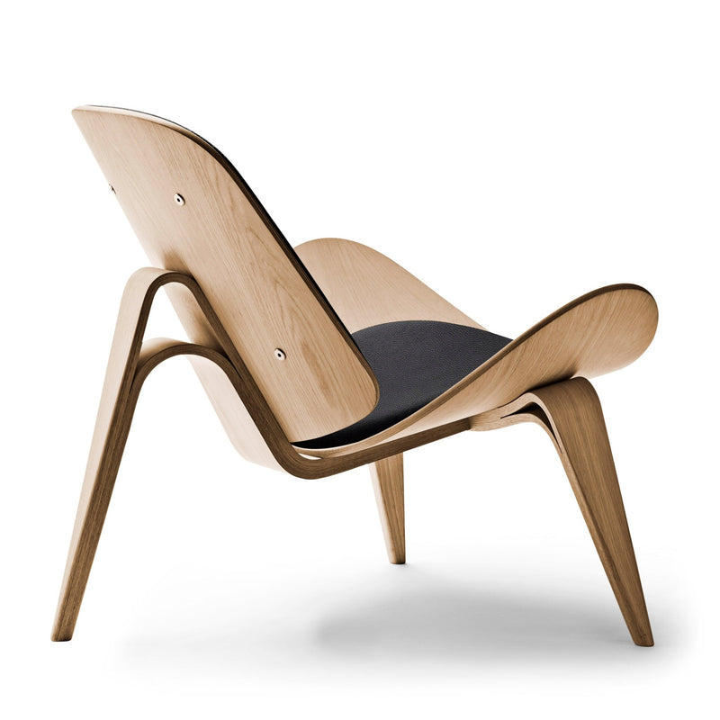 Retro wood and leather shell chair