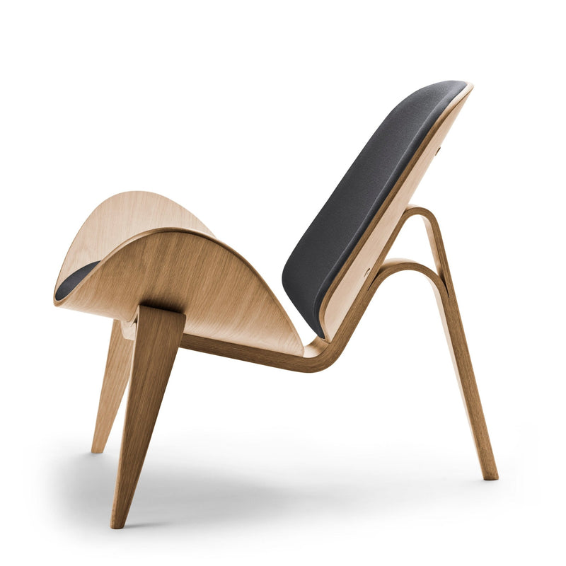 Retro wood and leather shell chair