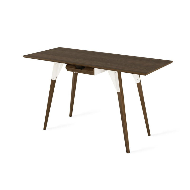Clarke With Drawer Thin Rectangle Desk - Walnut - Tronk - Tables + Desks - Black - HORNE