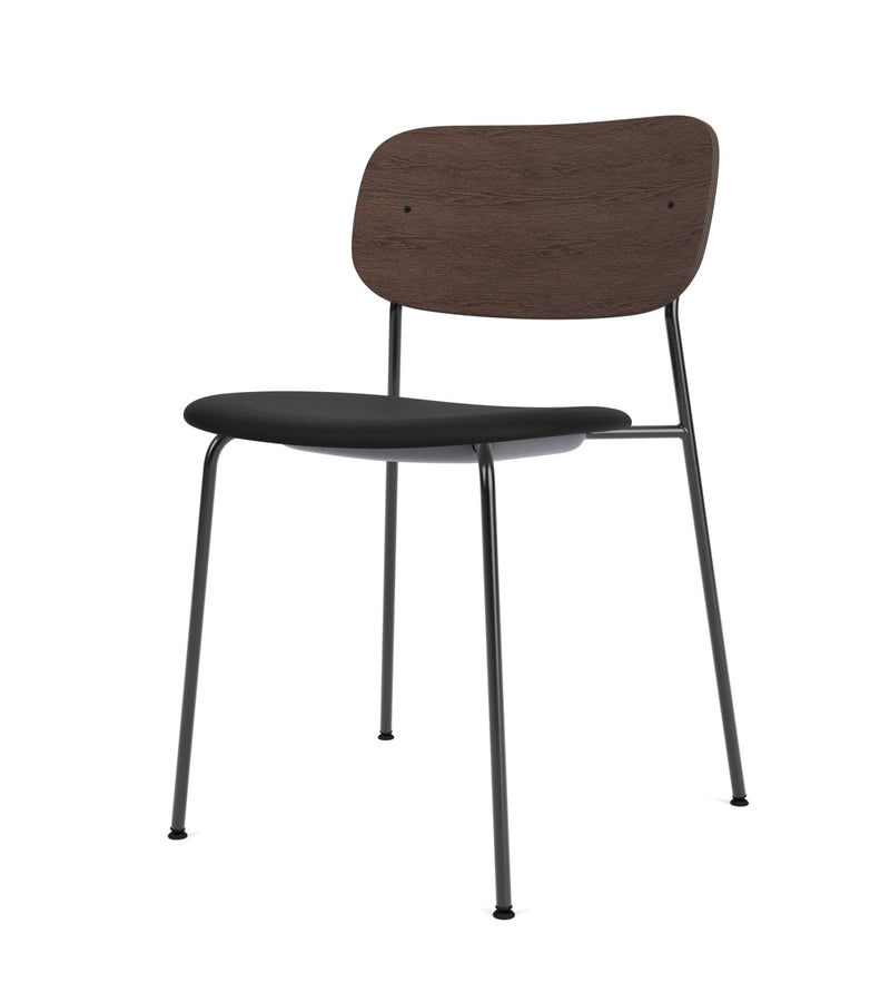 Co Dining Chair - Partially Upholstered - No Armrests - Audo Copenhagen - Chairs - Black Frame/ Black Oak Back/ Re - wool 0198 (Black) - HORNE