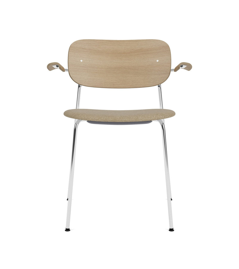 Co Dining Chair - Partially Upholstered - w/Armrests - Audo Copenhagen - Chairs - Black Frame/ Black Oak/ Re - wool 0198 (Black) - HORNE