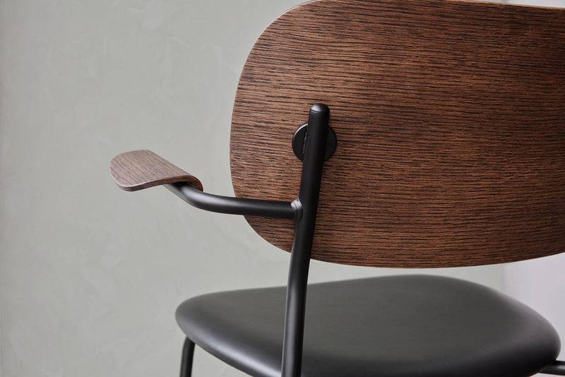 Co Dining Chair - Partially Upholstered - w/Armrests - Audo Copenhagen - Chairs - Black Frame/ Black Oak/ Re - wool 0198 (Black) - HORNE
