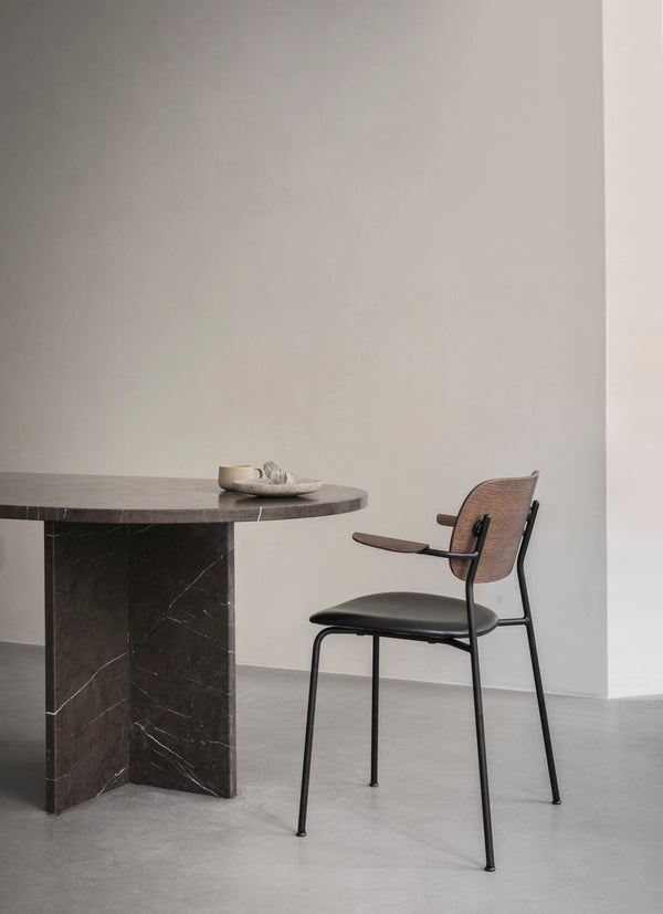 Co Dining Chair - Partially Upholstered - w/Armrests - Audo Copenhagen - Chairs - Black Frame/ Black Oak/ Re - wool 0198 (Black) - HORNE