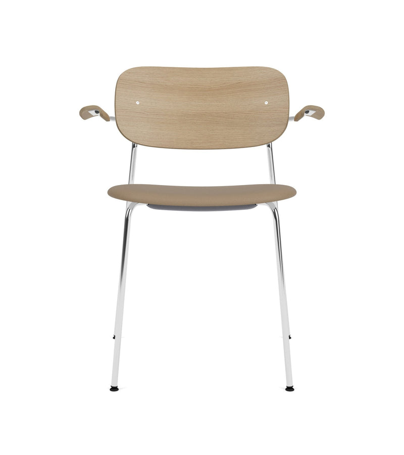Co Dining Chair - Partially Upholstered - w/Armrests - Audo Copenhagen - Chairs - Black Frame/ Black Oak/ Re - wool 0198 (Black) - HORNE