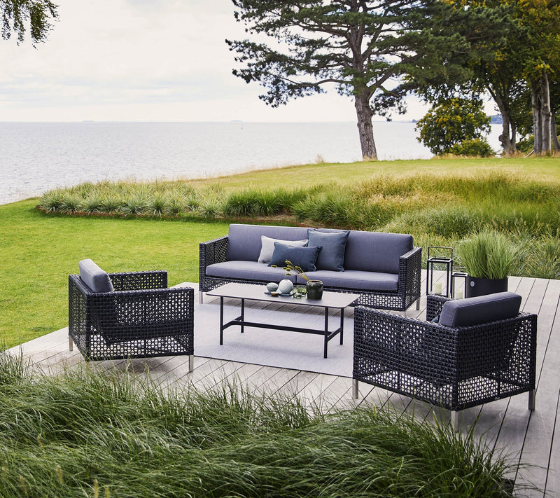 Connect Lounge Chair - Cane Line Outdoor Furniture - Black - Grey Cushion Set - HORNE
