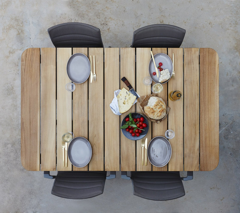 Core Table - Cane Line - Outdoor Furniture - Small - Lava Grey & Teak - HORNE