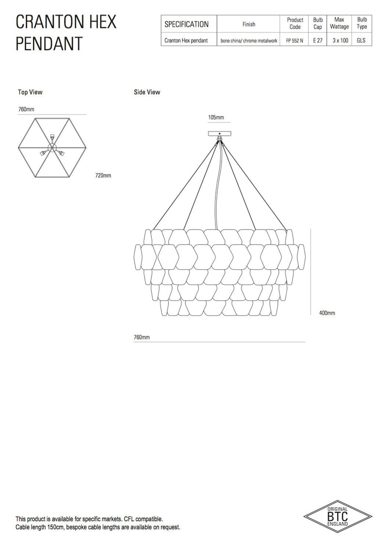 Cranton Hex Pendant